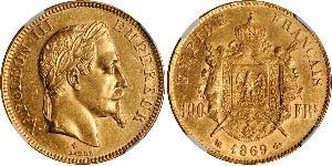 100 Franc Secondo Impero francese (1852-1870) Oro Napoleone III (1808-1873)