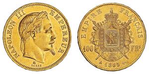 100 Franc Secondo Impero francese (1852-1870) Oro Napoleone III (1808-1873)