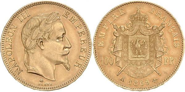 100 Franc Secondo Impero francese (1852-1870) Oro Napoleone III (1808-1873)