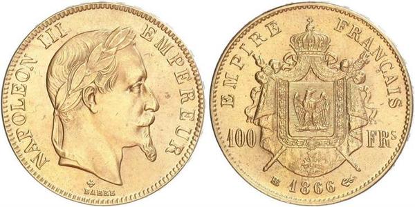 100 Franc Secondo Impero francese (1852-1870) Oro Napoleone III (1808-1873)