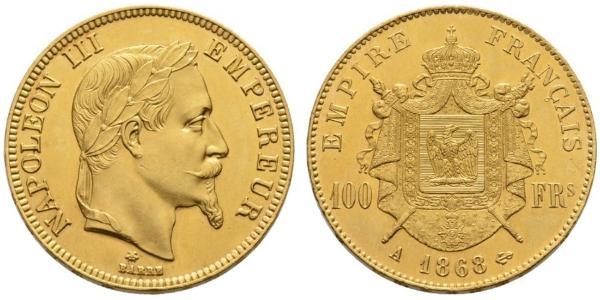 100 Franc Secondo Impero francese (1852-1870) Oro Napoleone III (1808-1873)