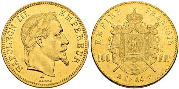 100 Franc Secondo Impero francese (1852-1870) Oro Napoleone III (1808-1873)