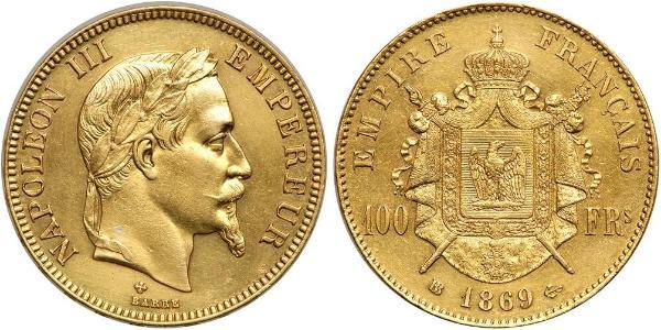 100 Franc Secondo Impero francese (1852-1870) Oro Napoleone III (1808-1873)