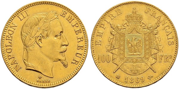 100 Franc Secondo Impero francese (1852-1870) Oro Napoleone III (1808-1873)