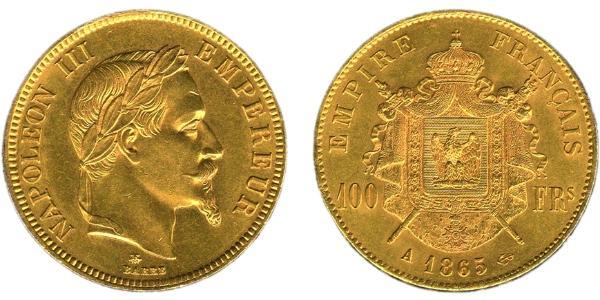 100 Franc Secondo Impero francese (1852-1870) Oro Napoleone III (1808-1873)