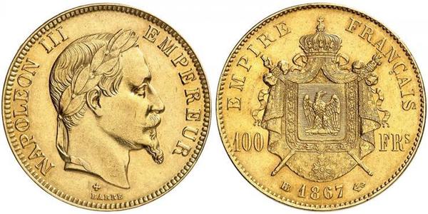 100 Franc Secondo Impero francese (1852-1870) Oro Napoleone III (1808-1873)