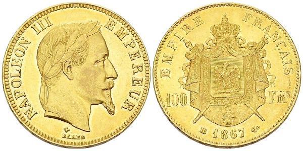 100 Franc Secondo Impero francese (1852-1870) Oro Napoleone III (1808-1873)