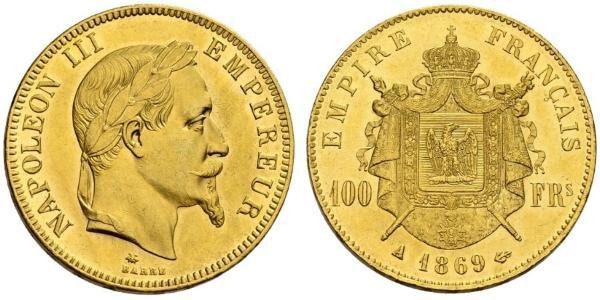 100 Franc Segundo Imperio francés (1852-1870) Oro Napoleon III (1808-1873)