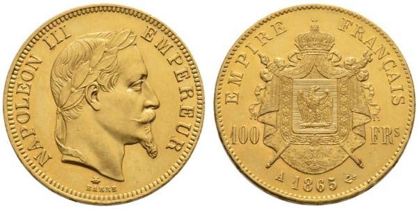 100 Franc Segundo Imperio francés (1852-1870) Oro Napoleon III (1808-1873)