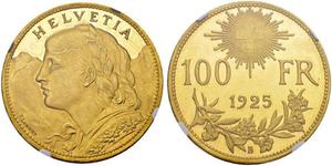 100 Franc Suiza Oro 