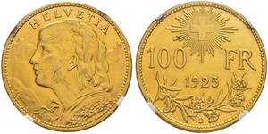 100 Franc Suiza Oro 