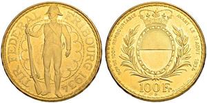 100 Franc Suiza Oro 