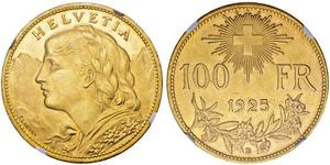 100 Franc Suiza Oro 