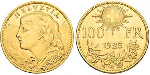 100 Franc Suiza Oro 