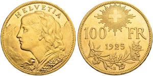 100 Franc Suiza Oro 