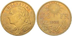 100 Franc Suiza Oro 