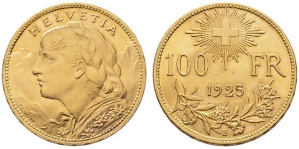 100 Franc Suiza Oro 