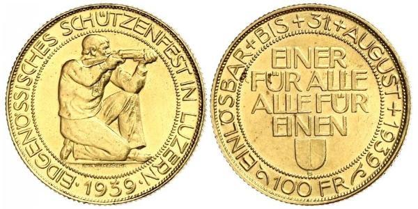 100 Franc Suiza Oro 