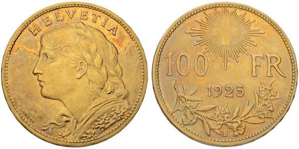 100 Franc Suiza Oro 