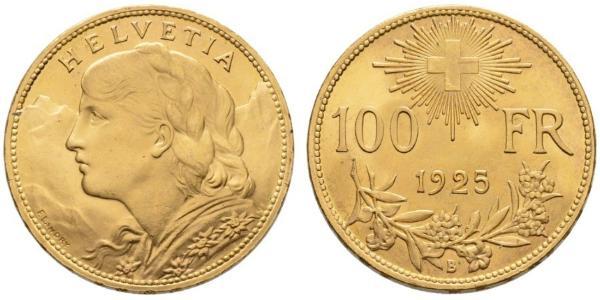 100 Franc Suiza Oro 