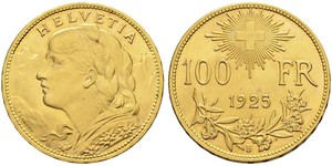 100 Franc Svizzera Oro 