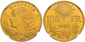 100 Franc Svizzera Oro 