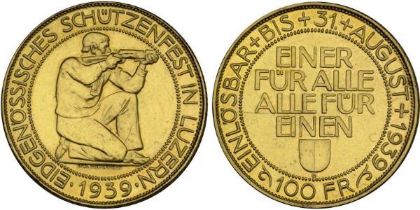 100 Franc Svizzera Oro 