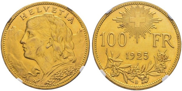 100 Franc Svizzera Oro 