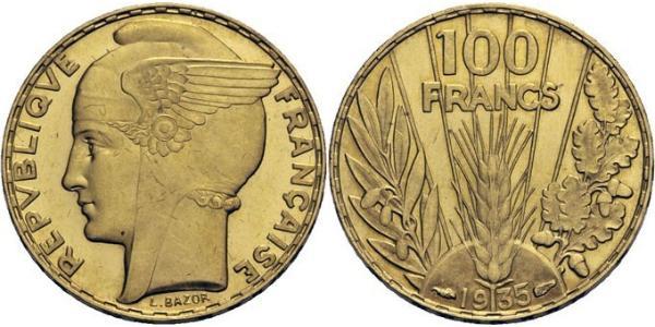 100 Franc Tercera República Francesa (1870-1940)  Oro 