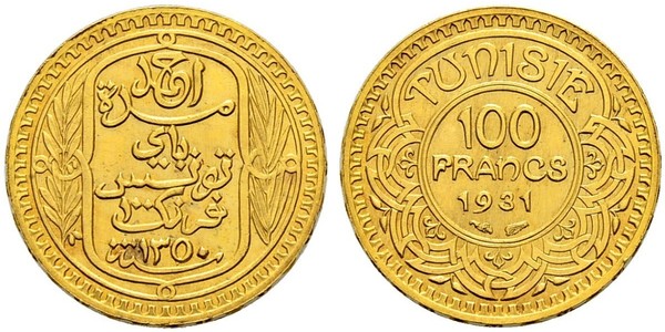 100 Franc Tunisia Oro 