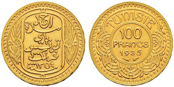 100 Franc Tunisia Oro 