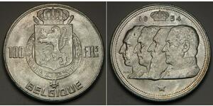 100 Franc Bélgica Plata 