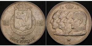 100 Franc Bélgica Plata 