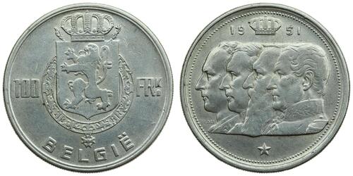100 Franc Bélgica Plata 