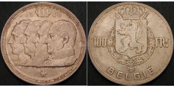 100 Franc Bélgica Plata 