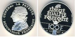100 Franc Quinta República Francesa (1958 - ) Plata 