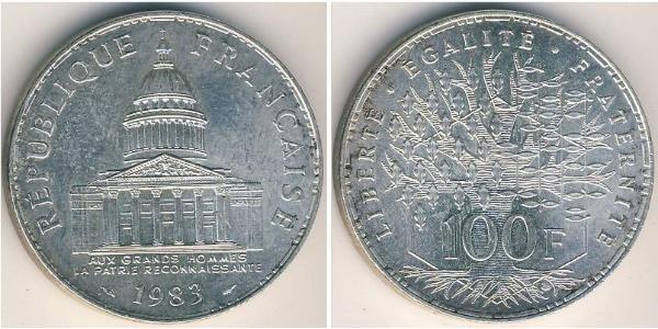 100 Franc Quinta República Francesa (1958 - ) Plata 