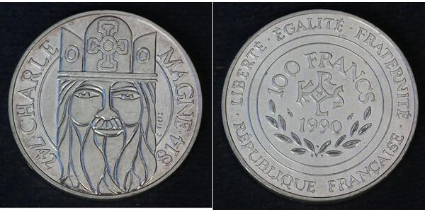100 Franc Quinta República Francesa (1958 - ) Plata 