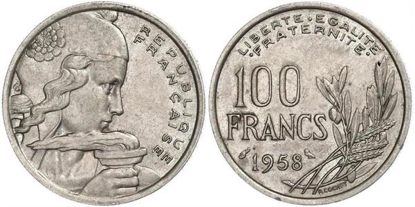 100 Franc Quarta Repubblica francese (1946-1958) Rame/Nichel 