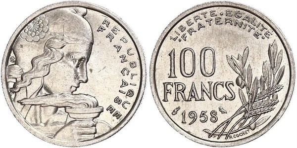 100 Franc Quarta Repubblica francese (1946-1958) Rame/Nichel 