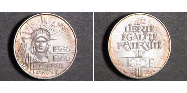 100 Franc French Fifth Republic (1958 - ) Silver 