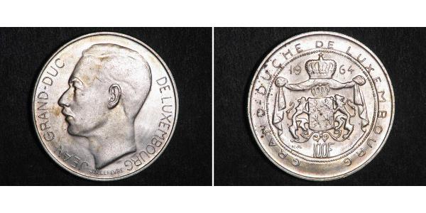 100 Franc Luxembourg Silver Jean, Grand Duke of Luxembourg (1921 - ) 