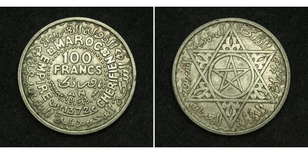 100 Franc Morocco Silver Mohammed V of Morocco (1909 - 1961)