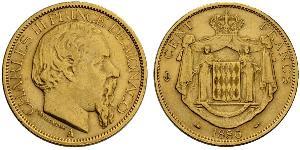 100 Franc Monaco 金 Charles III Prince of Monaco (1818-1889)