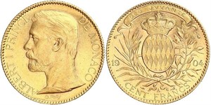 100 Franc Monaco 金 Albert I, Prince of Monaco (1848 - 1922)