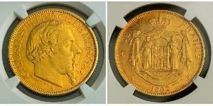 100 Franc Monaco 金 Charles III Prince of Monaco (1818-1889)