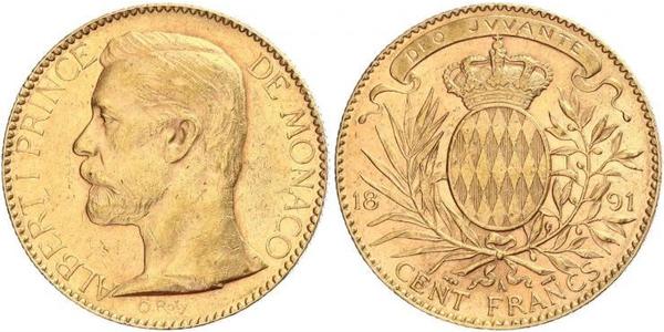 100 Franc Monaco 金 Albert I, Prince of Monaco (1848 - 1922)