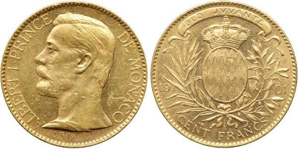 100 Franc Monaco 金 Albert I, Prince of Monaco (1848 - 1922)