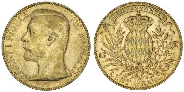 100 Franc Monaco 金 Albert I, Prince of Monaco (1848 - 1922)