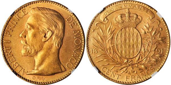 100 Franc Monaco 金 Albert I, Prince of Monaco (1848 - 1922)